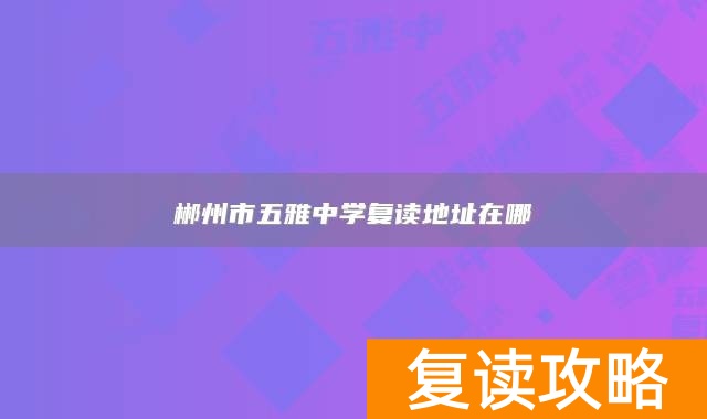 郴州市五雅中学复读地址在哪